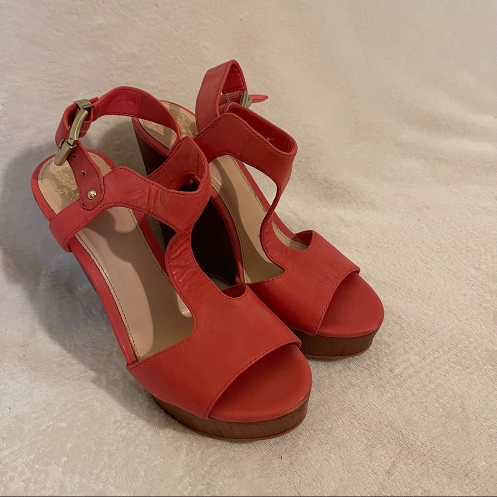 Vince Camuto Coral Leather Platform Wedge Sandal